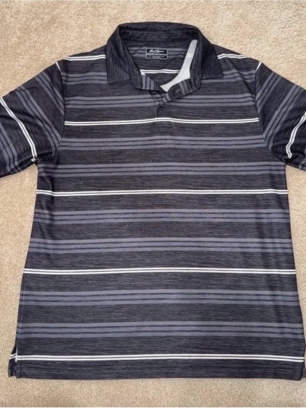 Ben Hogan Men's Gray Striped Polo Shirt